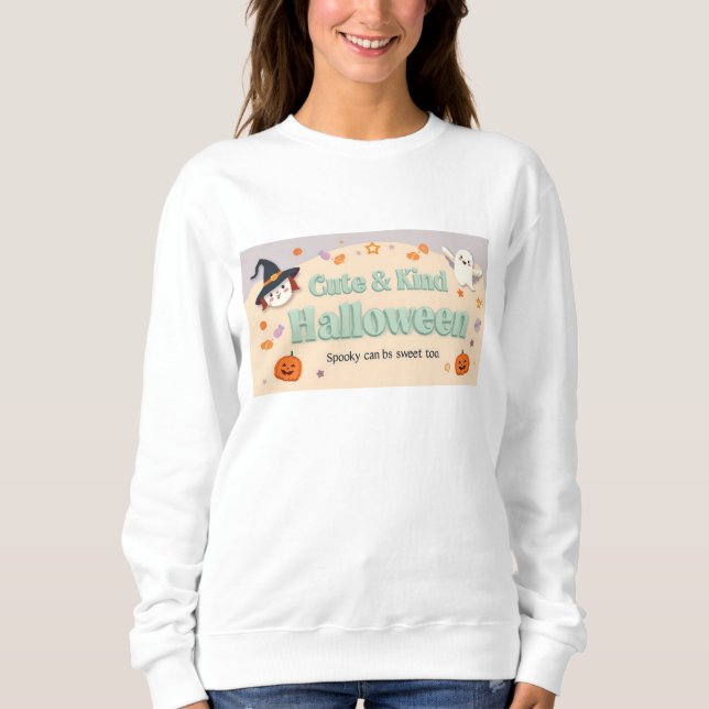 🧡 ✨ “Cute & Kind Halloween” Collection 🎃🌿 Sweatshirt (Front)