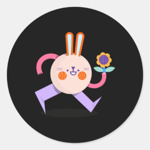 Cute Kind Rabbit Is Going To Say Happy Birthday St Classic Round Sticker