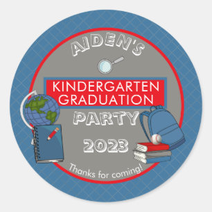 Cute Kindergarten Graduation Name   Year   School  Classic Round Sticker