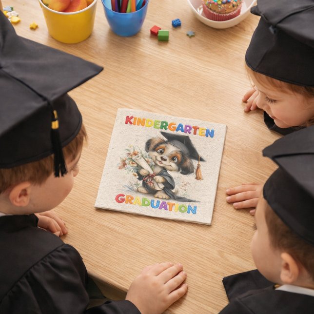  Cute Kindergarten Graduation Puppy Illustration Napkin (Creator Uploaded)
