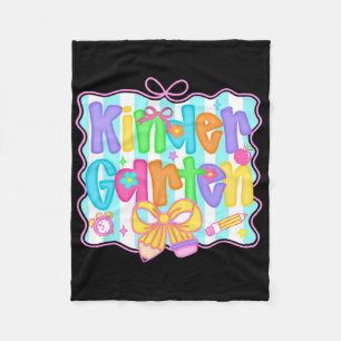 Cute Kindergarten Teacher Leopard Coquette Pencil Fleece Blanket