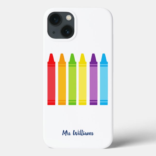 Cute Kindergarten Teacher Personalized Crayon Case-Mate iPhone Case (Back)