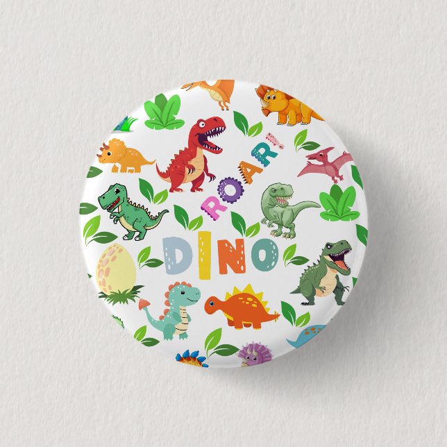 Cute Kinds of Dinosaurs Seamless 1 Inch Round Button (Front)