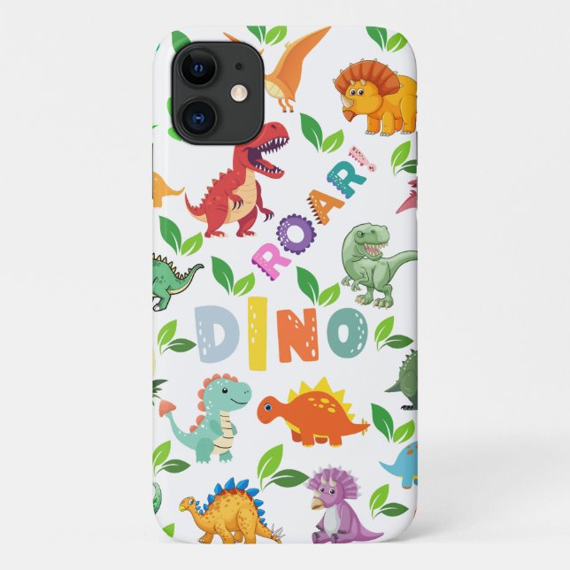 Cute Kinds of Dinosaurs Seamless Case-Mate iPhone Case (Back)