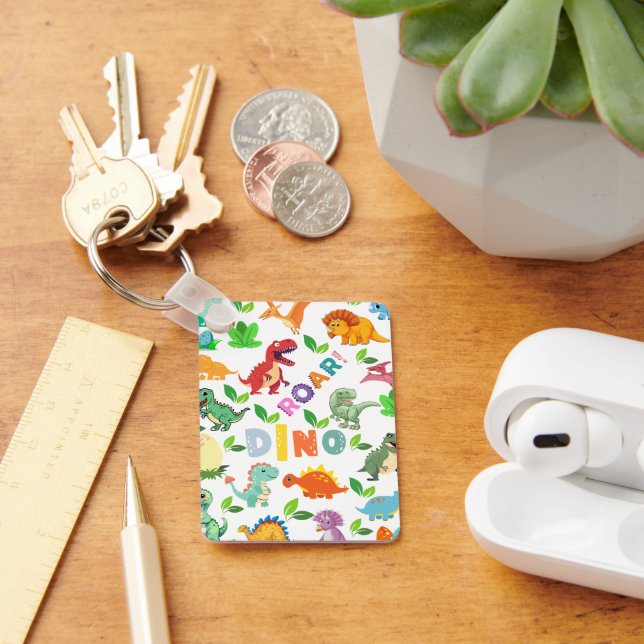 Cute Kinds of Dinosaurs Seamless Keychain (Desk)