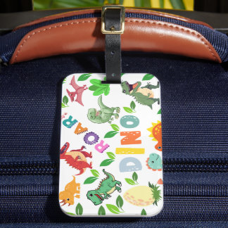 Cute Kinds of Dinosaurs Seamless Luggage Tag