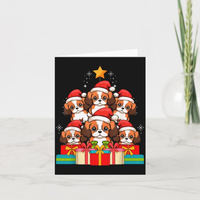 Cute King Charles Cavalier Le Dog Christmas Tree X Card (Front)