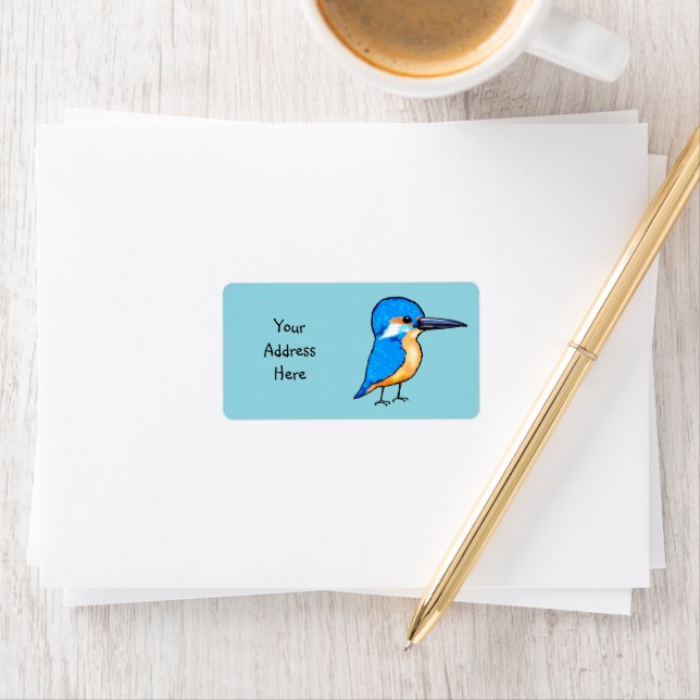 Cute Kingfisher bird (return address) Label (Insitu)