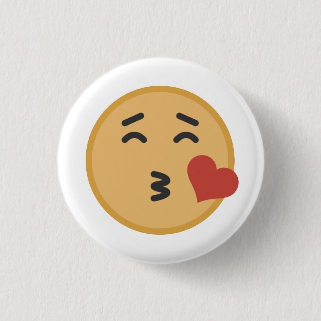 Cute Kiss Emoji Face Cartoon 1 Inch Round Button (Front)