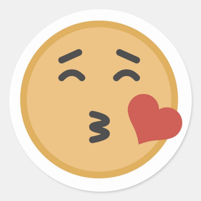 Cute Kiss Emoji Face Cartoon Classic Round Sticker (Front)