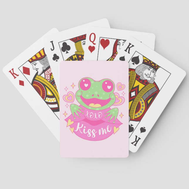 Cute Kiss Me Frog - Xoxo Playing Cards (Back)
