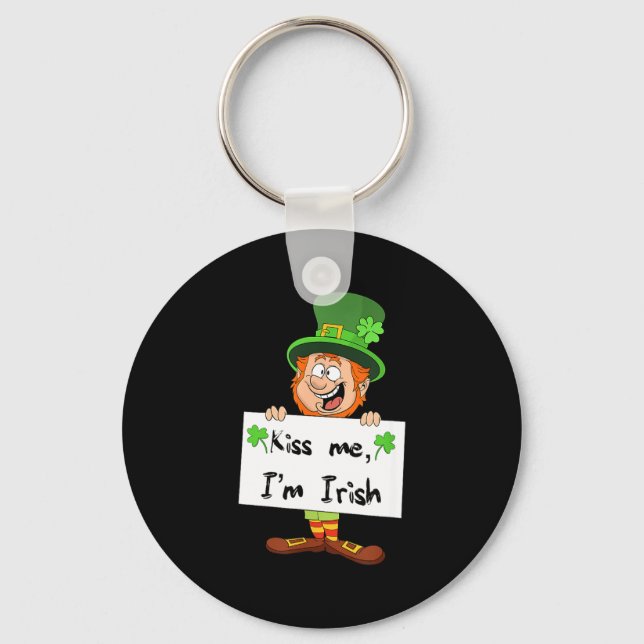 Cute Kiss Me Im Irish Lucky St Patricks Day For Ad Keychain (Front)