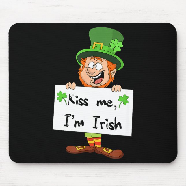 Cute Kiss Me Im Irish Lucky St Patricks Day For Ad Mouse Pad (Front)