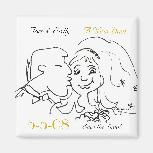 Cute Kiss Save the Date Wedding Magnets (Front)