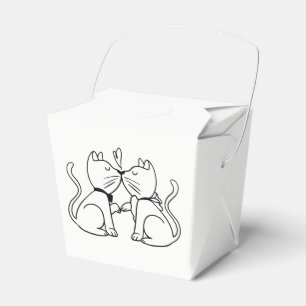 Cute Kissing Cats Black White Whimsical Wedding Favor Box