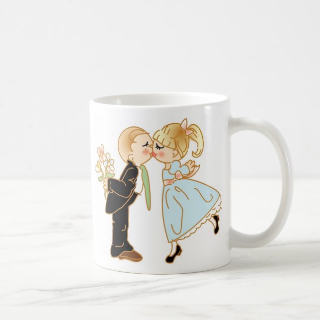 Cute Kissing Couple Coffee Mug (Right)