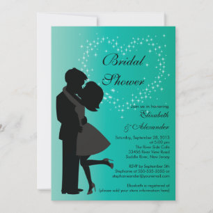 Cute Kissing Couple in Love Bridal Shower Invitation