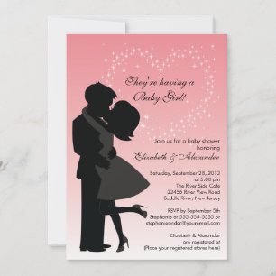 Cute Kissing Pregnant Couple in Love Baby Shower Invitation