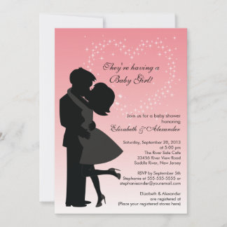 Cute Kissing Pregnant Couple in Love Baby Shower Invitation
