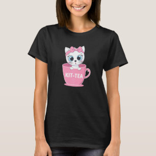 Cute Kit Tea Cup  Funny Cat T-Shirt
