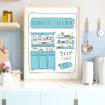 Cute Kitchen Playful Drawing Personalized Name Poster<br><div class="desc">Cute Kitchen Playful Drawing Personalized Name Poster</div>