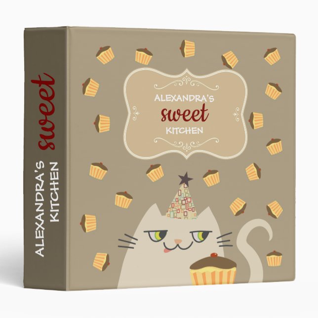 Cute Kitchen Recipes Cookbook Binder (Front/Spine)