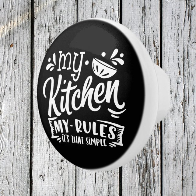cute kitchen rules word art ceramic knob (Creator Uploaded)