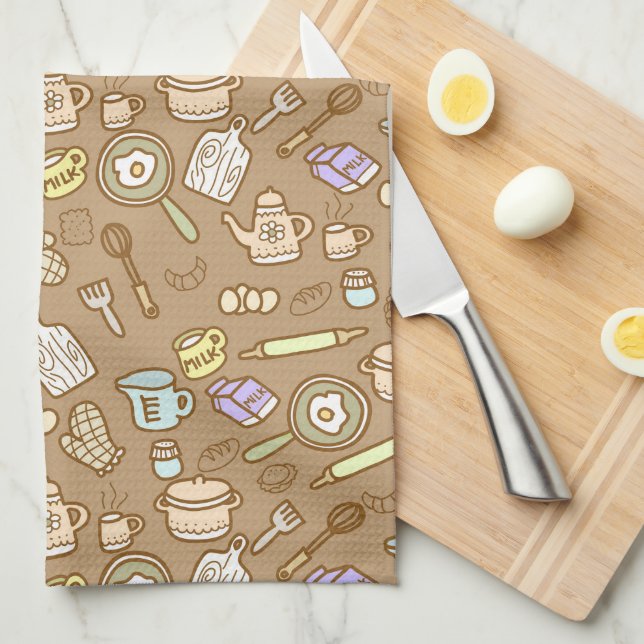 Cute Kitchenware Brown  Kitchen Towel (Quarter Fold)
