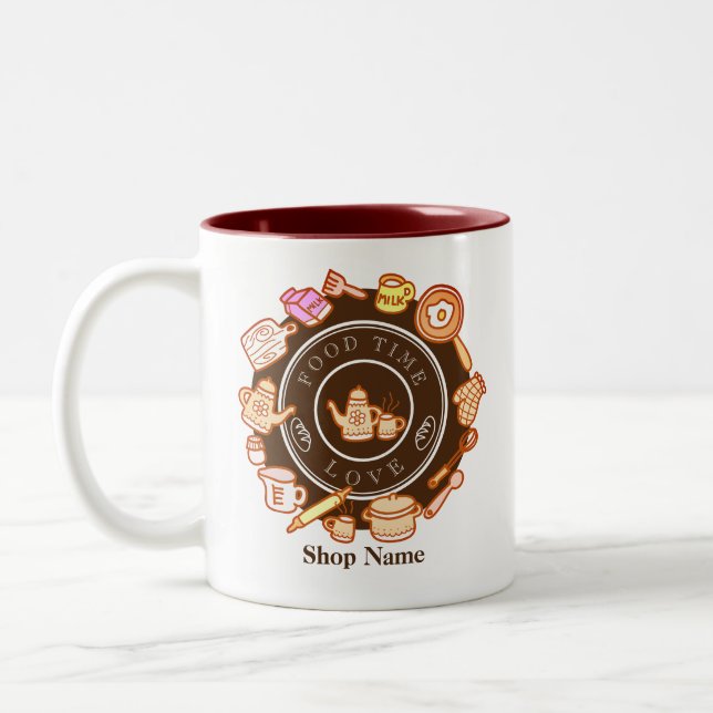 Cute Kitchenware Brown Two-Tone Coffee Mug (Left)