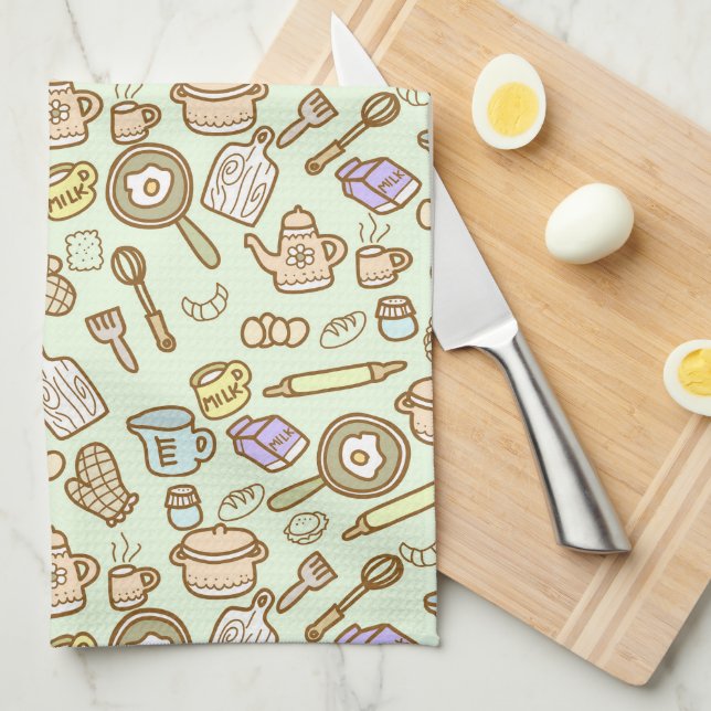 Cute Kitchenware Green  Kitchen Towel (Quarter Fold)