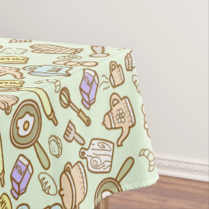 Cute Kitchenware Green Tablecloth