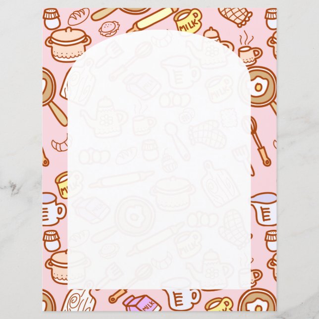 Cute Kitchenware Pink Paper Sheet (Front)