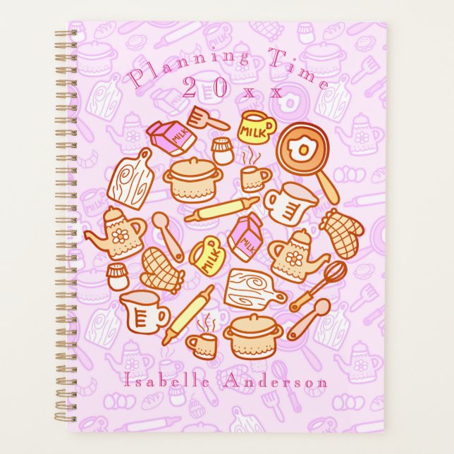 Cute Kitchenware Pink Planner (Front)