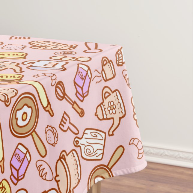Cute Kitchenware Pink Tablecloth (In Situ)