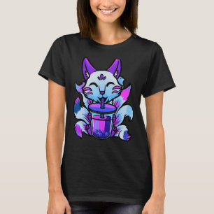 Cute Kitsune Boba Japanese Bubble Tea Fox T-Shirt