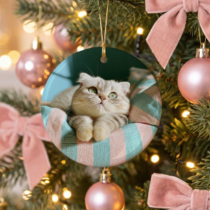 Cute Kitten 2 Photo Round Ceramic Ornament
