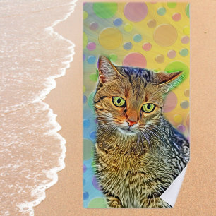 Cute kitten - abstract  beach towel