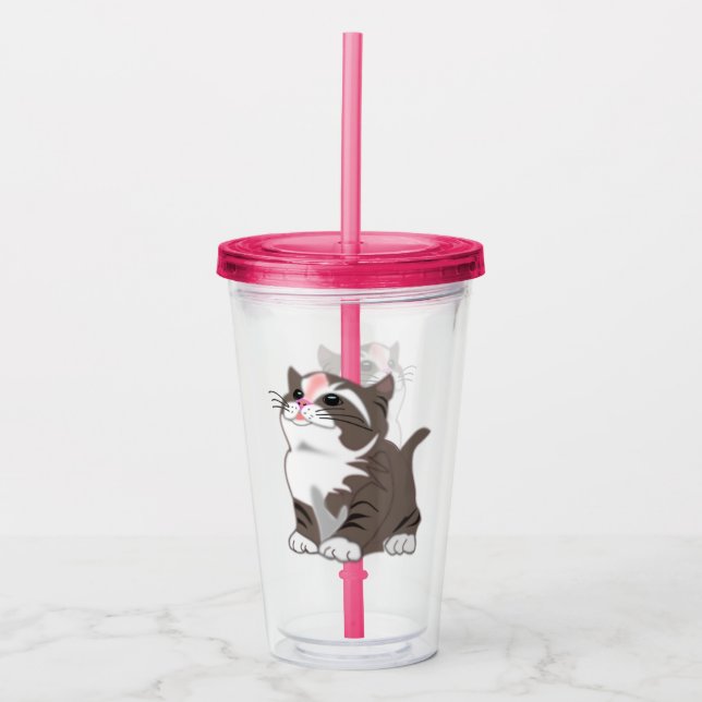 Cute Kitten Acrylic Tumbler (Front)