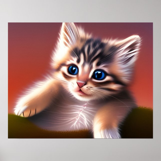 Cute Kitten AI Photo Style Poster (Front)