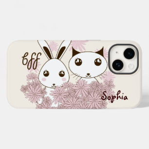 Cute Kitten and Bunny Animal Friends Girls Kids Case-Mate iPhone 14 Case