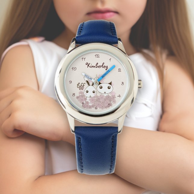 Cute Kitten and Bunny Animal Friends Girls Kids Watch (Creator Uploaded)