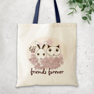 Cute Kitten and Bunny Animal Friends Kids Tote Bag