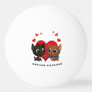 Cute kitten and kitty illustration ping pong ball
