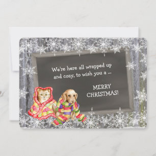 Cute Kitten and Puppy Photo Template Christmas