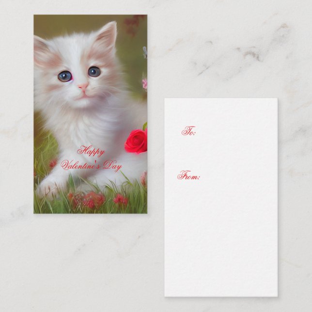 Cute kitten and roses  kids valentine  card (Front/Back)