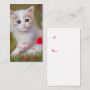 Cute kitten and roses  kids valentine  card
