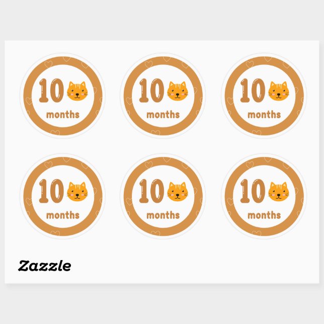 Cute Kitten Baby Monthly Milestone Classic Round Sticker (Sheet)