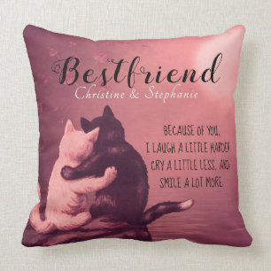 Cute Kitten Bestfriend And A Quote Throw Pillow