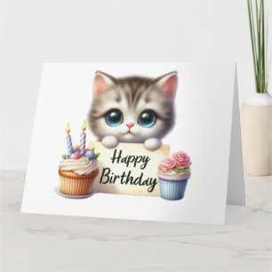 Cute  Kitten Birthday Card