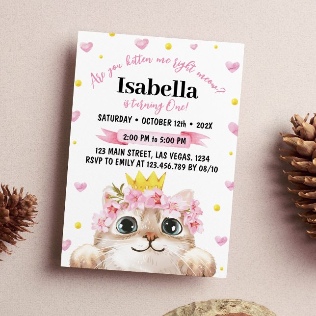 Cute Kitten Birthday Invitation Cat Party (Creator Uploaded)